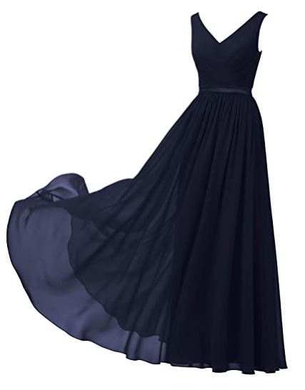 Alicepub V-Neck Chiffon Bridesmaid Dress Long Party Evening Formal Gown Sleeveless