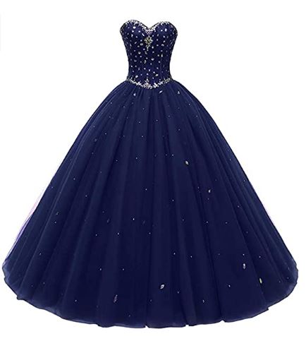 Likedpage Women's Sweetheart Ball Gown Tulle Quinceanera Dresses Prom Dress